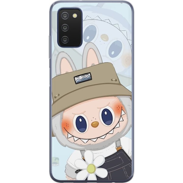 Samsung Galaxy A03s Genomskinligt Skal Labubu med hatt – Pop Mart-figur Mr. Butcher i retro stil med karaktär
