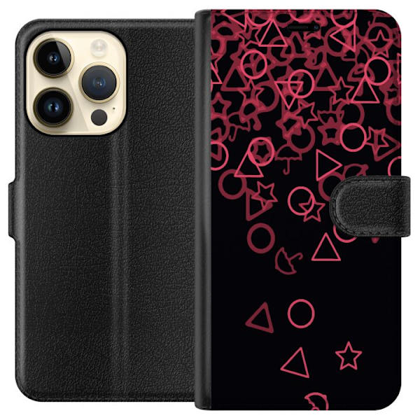Apple iPhone 15 Pro Lompakkokotelo Squid Game Ikoni Sarja Suosittu TV-peli Ikoni Graafinen Motiivi Aasialainen Trendi Draamasarja