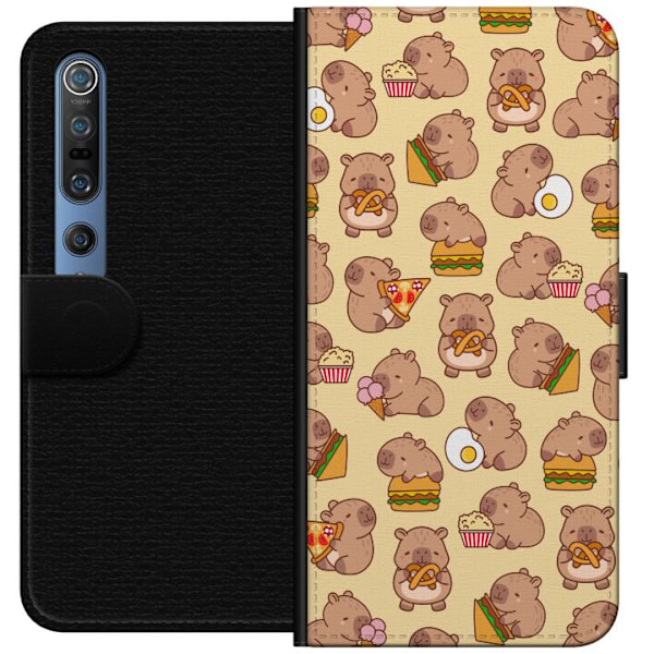 Xiaomi Mi 10 Pro 5G Tegnebogsetui Kawaii capybara mobilcover med flere søde figurer