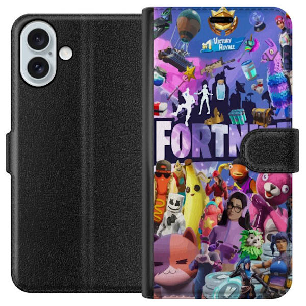 Apple iPhone 16 Plus Lompakkokotelo Fortnite Hahmot Peliteema Ikonit Peli Suunnittelu Suosittu Taistelurojalainen Lapset Pelihahmojen Teema