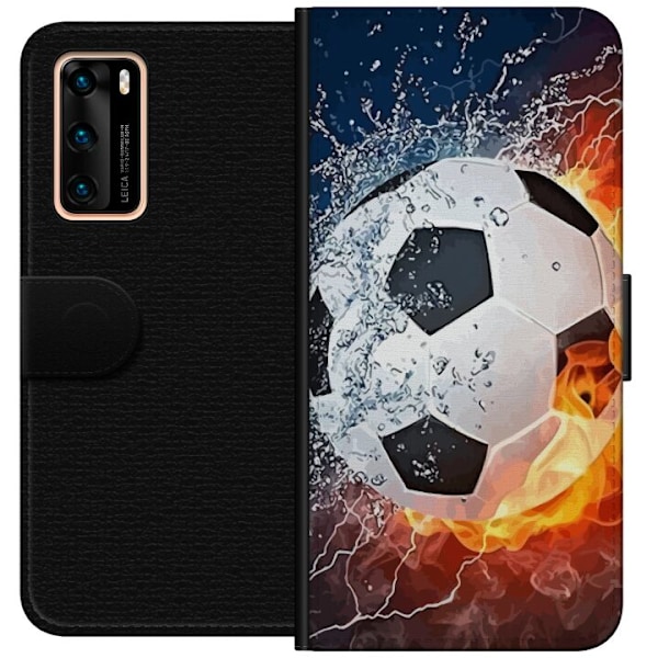 Huawei P40 Tegnebogsetui Fodbold Ild