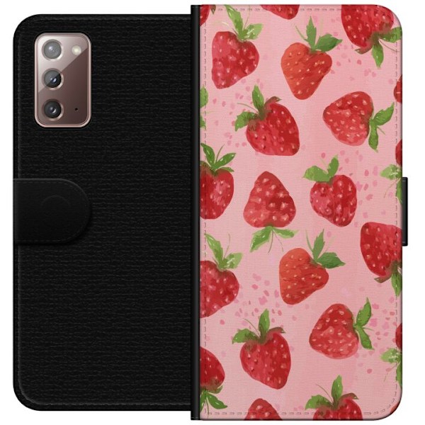 Samsung Galaxy Note20 Lommeboketui Jordbærdrømmer - Retro-stil jordbærmønster