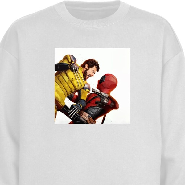 Sweatshirt til Voksne | Klassisk Collegebluse Deadpool & Wolve hvid S