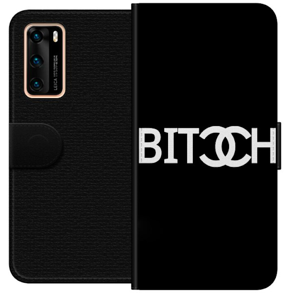 Huawei P40 Plånboksfodral Bitch Chanel Inspirerad Streetstyle Mode Textmotiv Trend Fashion Ikonisk Stil Urban Design