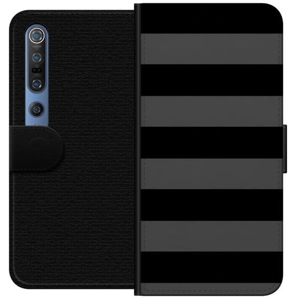 Kompatibel Tegnebogsetui til Xiaomi Mi 10 Pro 5G Sortgrå striber sort