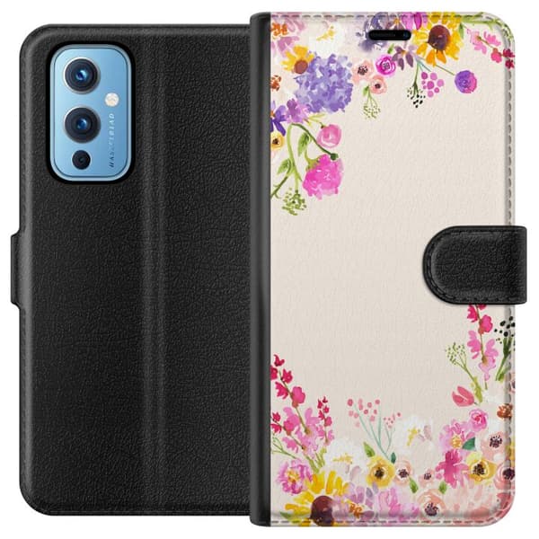 Kompatibel Tegnebogsetui til OnePlus 9 Blommig akvarellram