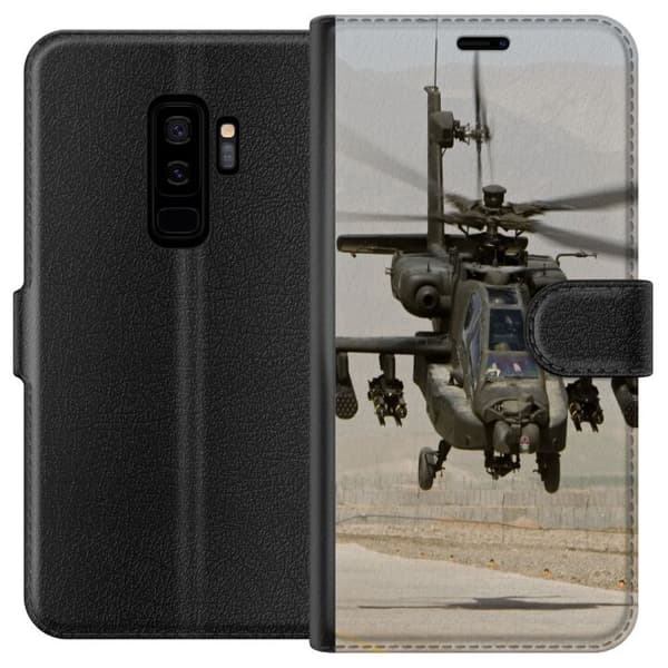 Kompatibelt Plånboksfodral till Samsung Galaxy S9+ AH-64 Apache Attack Helicopter