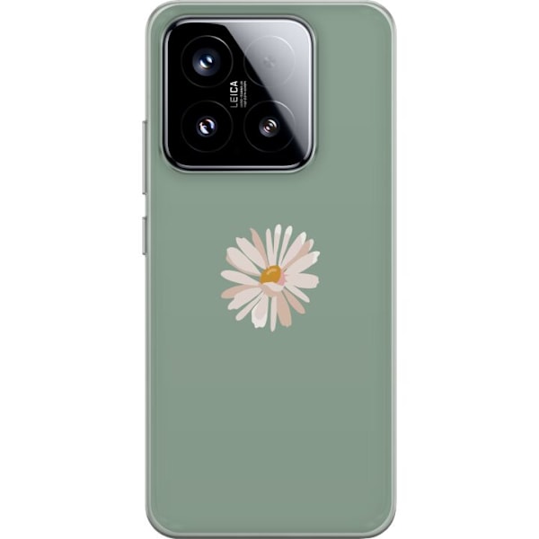 Xiaomi 15 Läpinäkyvä kuori Vihreä Minimalikukka - tyylikäs kukka vihreällä taustalla