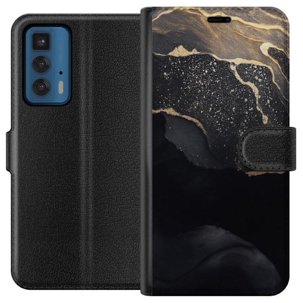 Motorola Edge 20 Pro Plånboksfodral Svart guld abstrakt