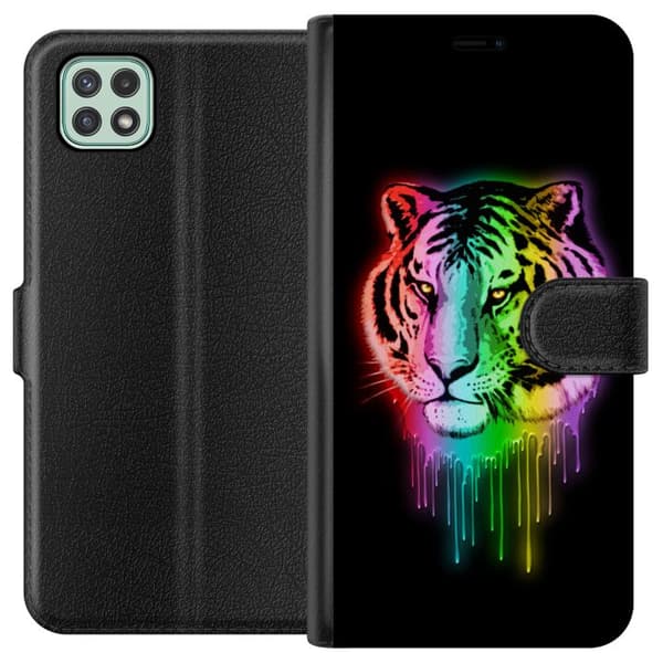 Kompatibel Tegnebogsetui til Samsung Galaxy A22 5G Neon Tigeren