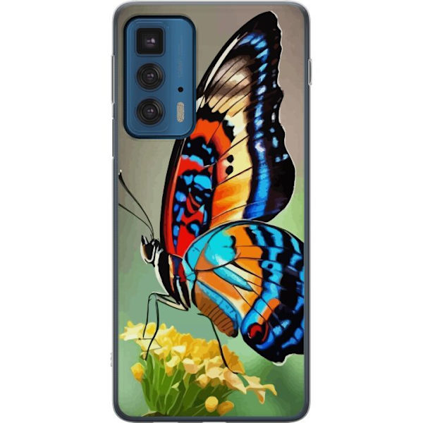 Motorola Edge 20 Pro Läpinäkyvä kuori Perhonen Luonto Kesä Motiivi Siivet Värikäs Suunnittelu Suosittu Koriste Graafinen Eksoottinen Teema