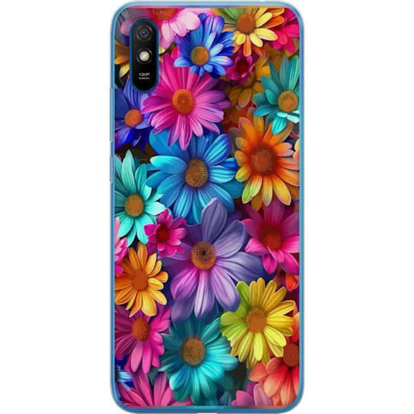 Xiaomi Redmi 9A Genomskinligt Skal Gerbera Blommor Färgglad Dekor Blommotiv Populärt Heminredning Färg Rik Väggkonst Design