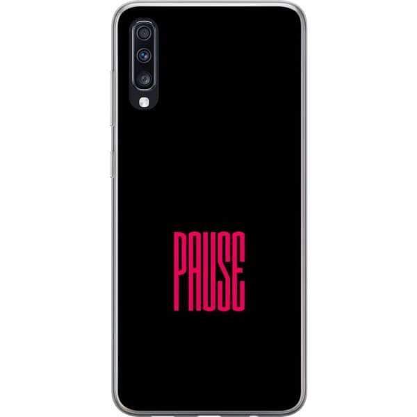 Kompatibelt Mobilskal till Samsung Galaxy A70 Pause text svart