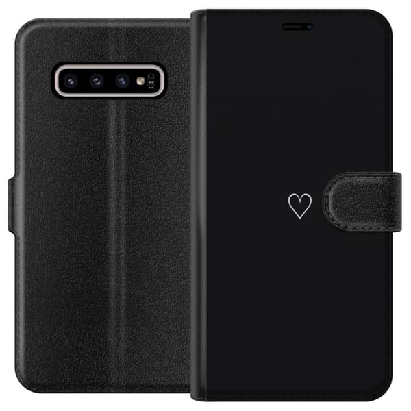 Kompatibelt Lommeboketui til Samsung Galaxy S10+ Hjerte Svart