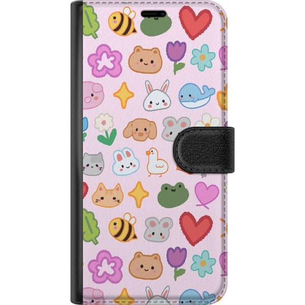 Kompatibel Tegnebogsetui til Google Pixel 6a Kawaii-ikoner med dyr, blomster og hjerter