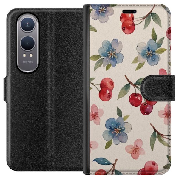 OnePlus Nord CE4 Lite Tegnebogsetui Bær & Blomster - mønster