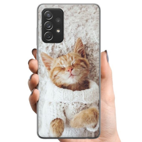 Samsung Galaxy A52 5G TPU Matkapuhelimen kuori Kitten Neule