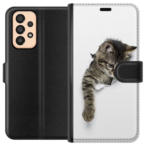 Kompatibelt Plånboksfodral till Samsung Galaxy A33 5G Curious Kitten
