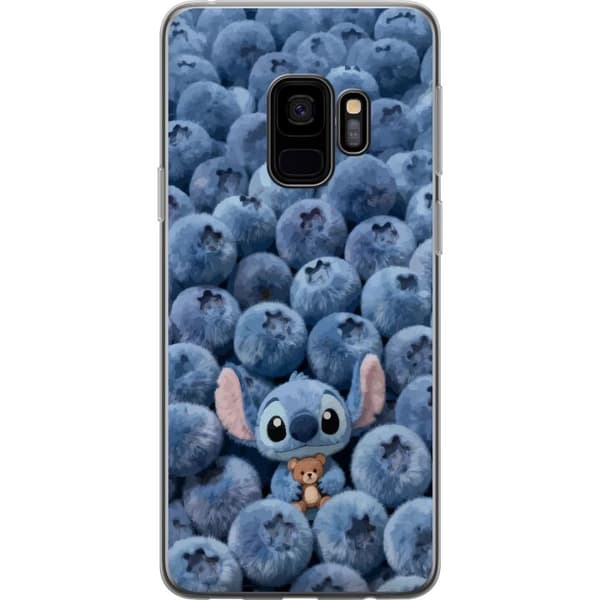 Kompatibelt Mobildeksel til Samsung Galaxy S9 Søt fluffy blå figur med liten bamse blant myke blåbær blå