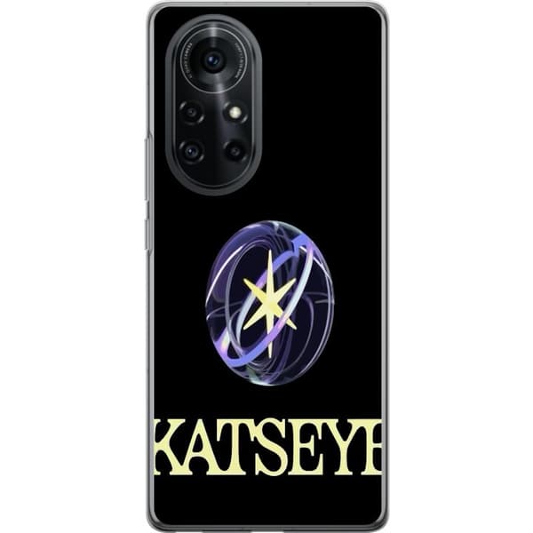 Kompatibel Mobilcover til Huawei nova 8 Pro KATSEYE-logo med gul stjerne, lilla omløbsringe og lys typografi mod sort baggrund sort