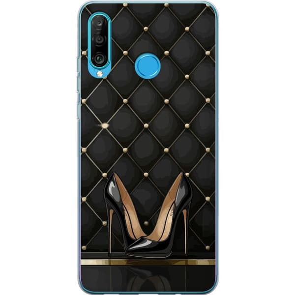 Kompatibel Mobilcover til Huawei P30 lite Sorte højhælede sko i elegant stil