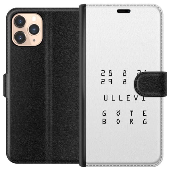 Kompatibel Tegnebogsetui til Apple iPhone 11 Pro Ullevi Göteborg 2026 sort baggrund med hvid typografi og dato sort
