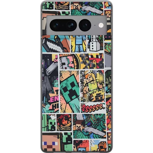 Google Pixel 7 Pro Läpinäkyvä kuori Minecraft Taide