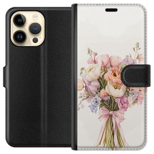 Apple iPhone 15 Pro Max Plånboksfodral Mobilskal med färgglad blombukett i romantisk stil