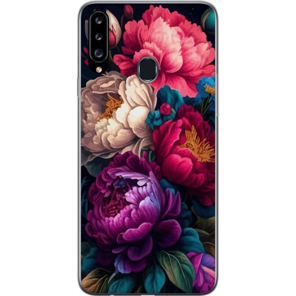 Kompatibelt Mobildeksel til Samsung Galaxy A20s Färgglada blommor