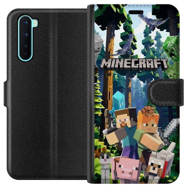 OnePlus Nord Lompakkokotelo Minecraft-matkapuhelinkotelo metsällä ja pikselityylisillä hahmoilla