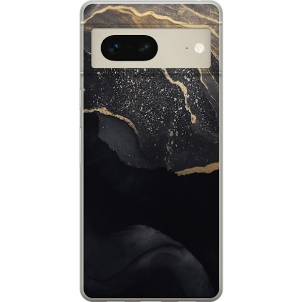 Google Pixel 7 Gennemsigtig cover Sort guld abstrakt