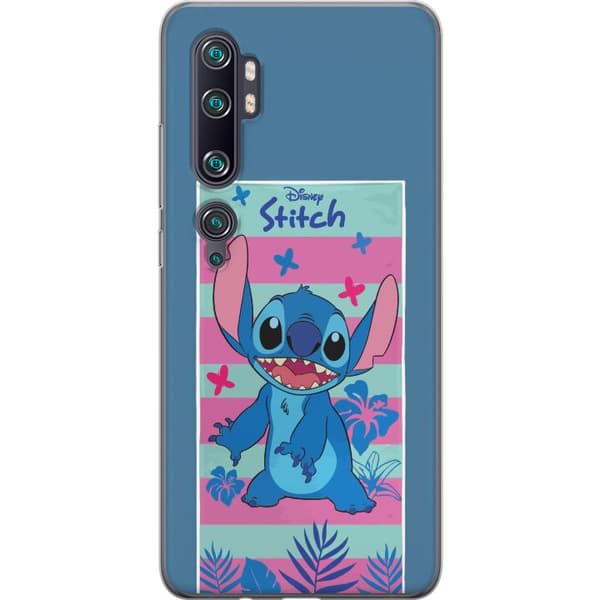 Kompatibelt Mobildeksel til Xiaomi Mi Note 10 Pro Stitch med tropiske blader og pastellstriper blå