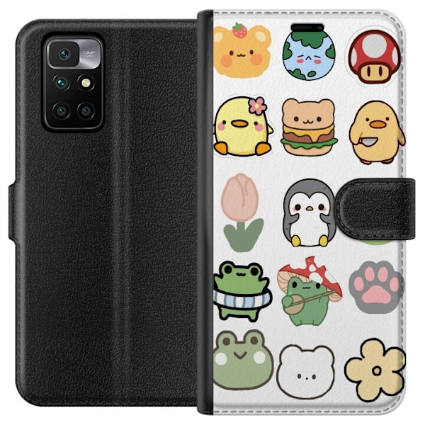 Xiaomi Redmi 10 Plånboksfodral Kawaii Friends – söta figurer i japansk stil