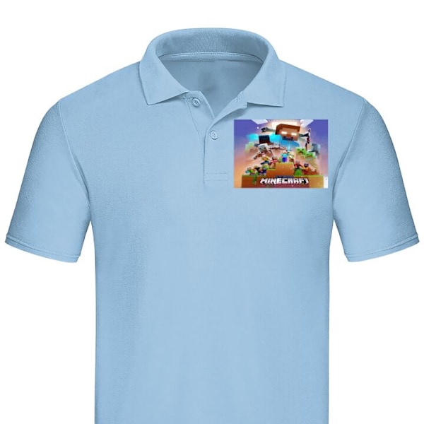 Poloshirt til Voksen | Elegant Poloshirt Minecraft Lyseblå X-Large