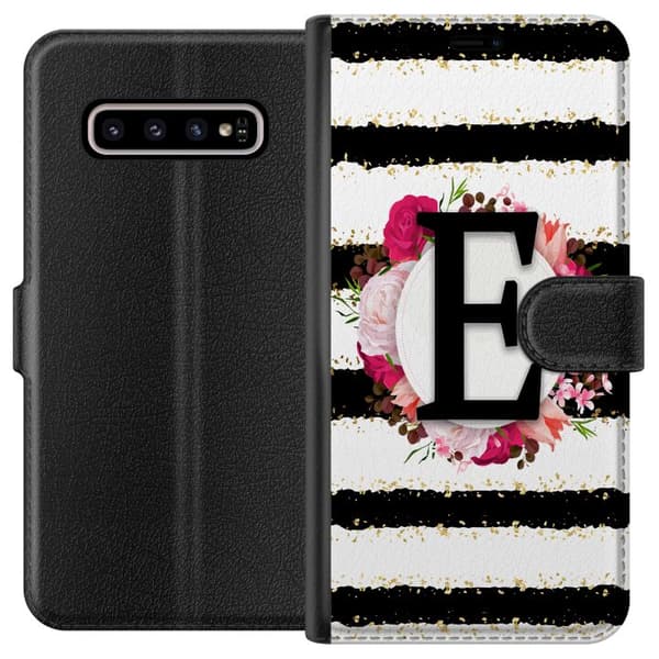 Kompatibelt Lommeboketui til Samsung Galaxy S10+ Bokstaven E