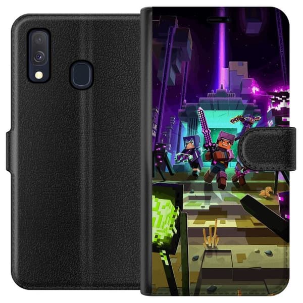 Kompatibel Tegnebogsetui til Samsung Galaxy A40 Minecraft