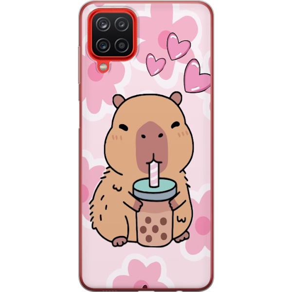 Samsung Galaxy A12 Genomskinligt Skal Kawaii Capybara Hjärtan Anime Stil Söt Design Djurmotiv TikTok Populärt Present Tjej