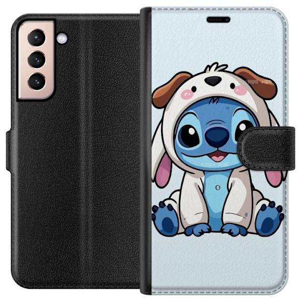 Samsung Galaxy S21 Lompakkokotelo Stitch Koirapuku Lilo & Stitch Disney Hauska Design Sininen Avaruusolento Sarjakuva Hahmo Suosittu Lapsille Suosittu