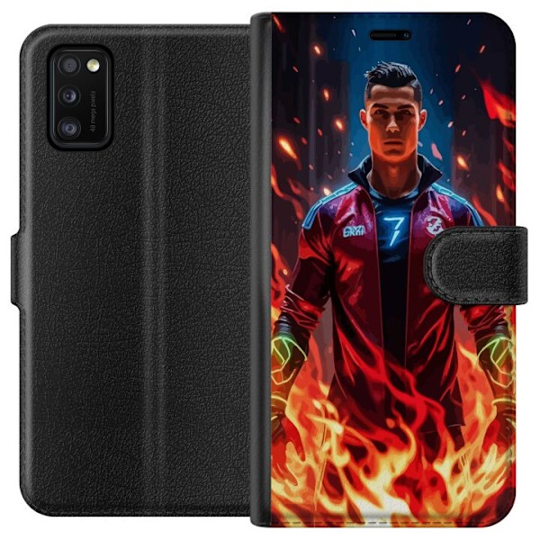 Samsung Galaxy A41 Tegnebogsetui Ronaldo Inferno - fodboldhelt i flammer