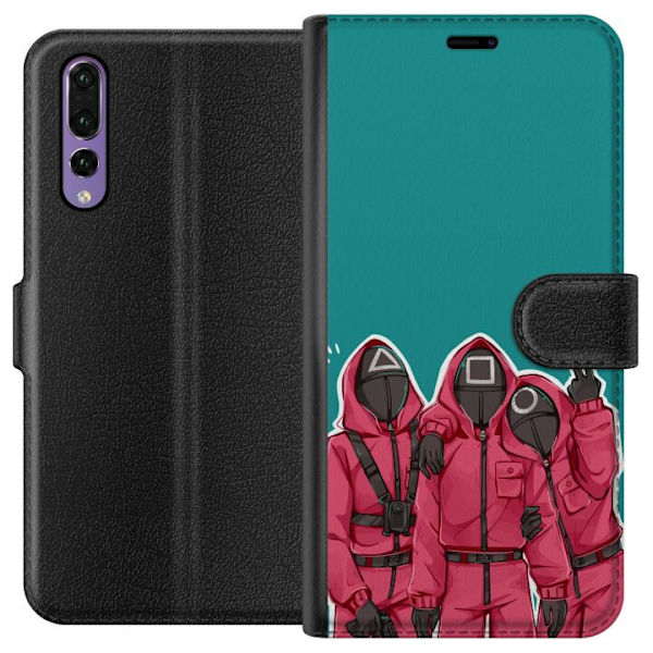 Huawei P20 Pro Plånboksfodral Squid Game Karaktärer Grafisk Design Seriefigurer Populär TV Motiv Asiatisk Stil Spännande Trend