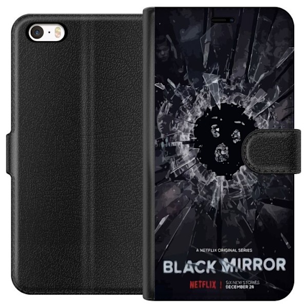 Apple iPhone 5 Lompakkokotelo Black Mirror Sci-Fi Netflix -sar