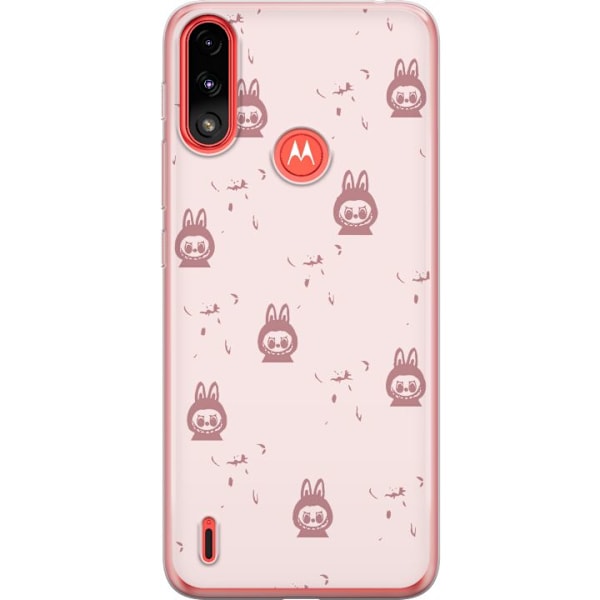 Motorola Moto E7 Power Läpinäkyvä kuori Labubu Neon Pop - Neonvärinen pop art hirviö