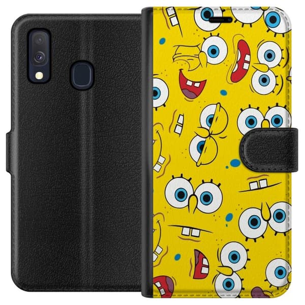 Kompatibelt Plånboksfodral till Samsung Galaxy A40 SpongeBob SquarePants