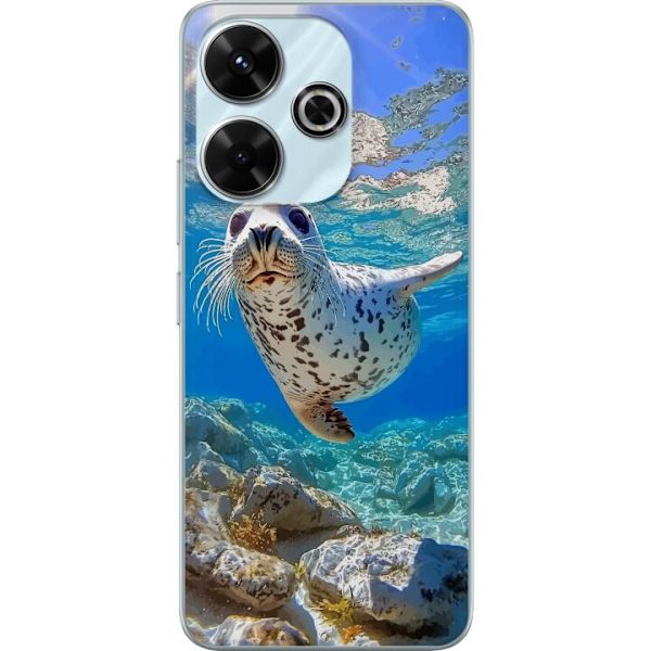 Xiaomi Redmi 13 Genomskinligt Skal Säl Hav Simmande Djurmotiv Natur Vattenmotiv Blå Design Marint Tema Populärt Motiv Djurliv