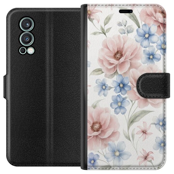 OnePlus Nord 2 5G Tegnebogsetui Romantiske blomster