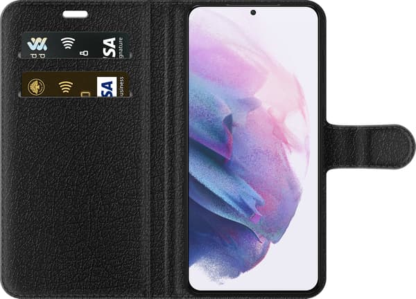 Kompatibel Tegnebogsetui til Samsung Galaxy S21+ 5G Audi – Sølvfarvede ringe – Fire sølvfarvede ringe over grå og sorte diagonale linjer på grå baggr grå