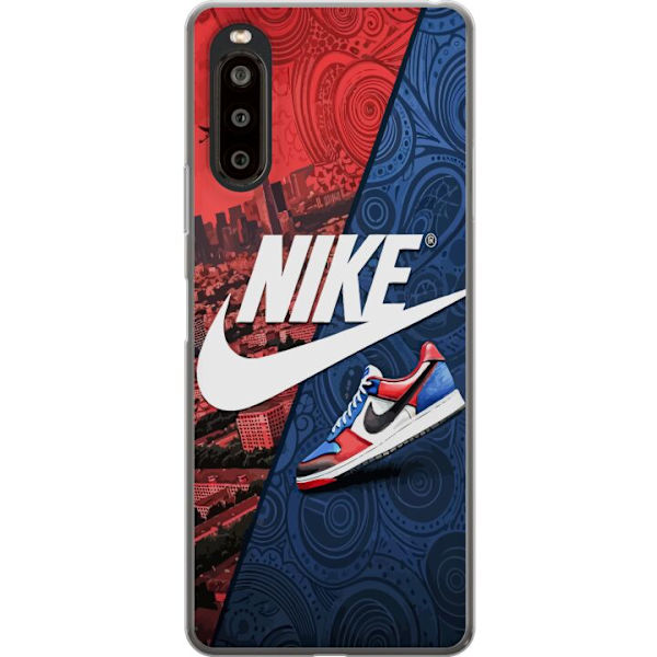 Sony Xperia 10 II Gennemsigtig cover  Nike Logo Rød Blå Sneakers Stil Sport Mode Populært Swoosh Motiv Træningstøj Grafisk Ikon