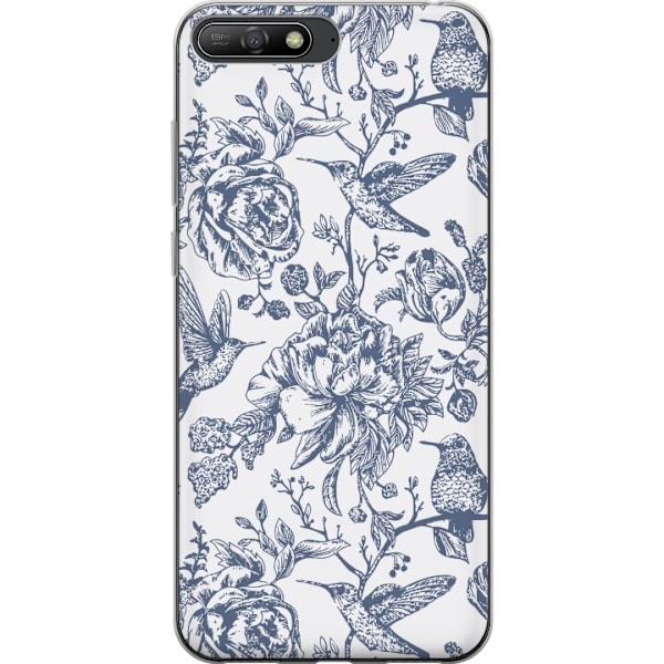 Huawei Y6 (2018) Gennemsigtig cover Blomster & Fugle - Romanti
