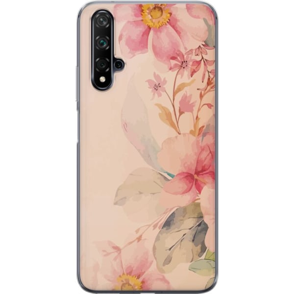 Huawei nova 5T Läpinäkyvä kuori Värikkäät Kukat