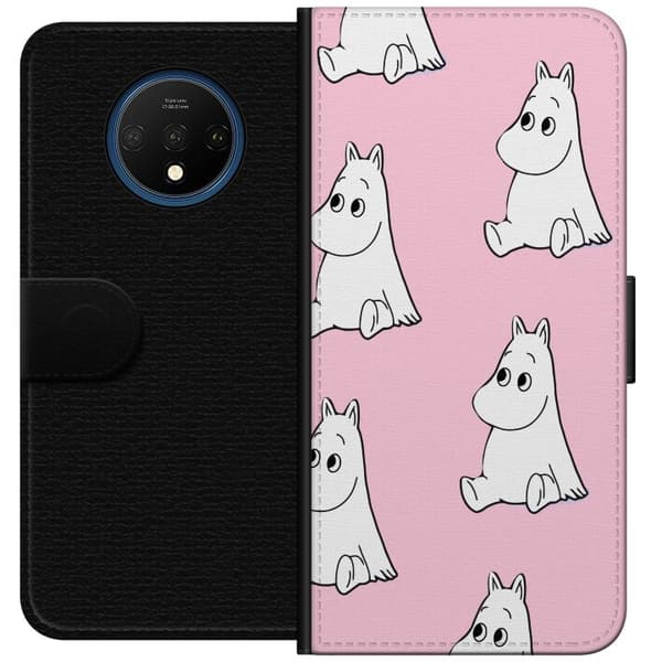 Kompatibel Tegnebogsetui til OnePlus 7T Figurmönster rosa